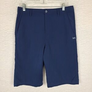 Under Armour Shorts Boys Size YXL Navy Blue "11 Inseam Golf Loose Heatgear Chino